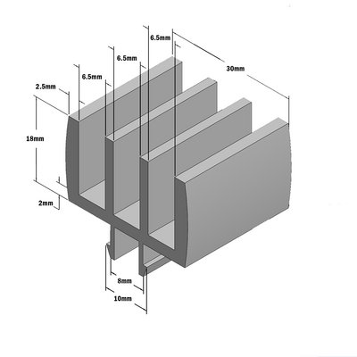 61-270-0 MODULAR SOLUTIONS DOOR PART<br>3 CHANNEL GUIDE PROFILE GRAY, 2M